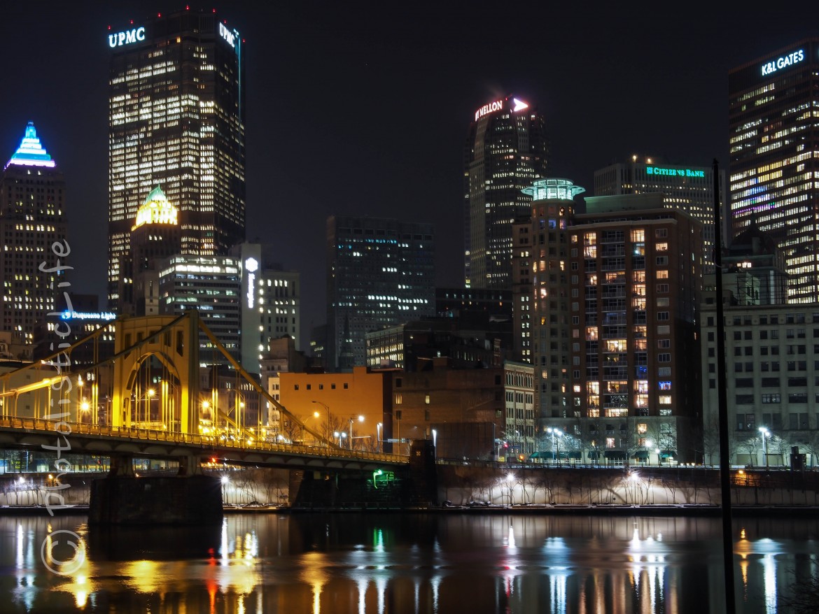 Pittsburgh, Cityscape, Night, reflections