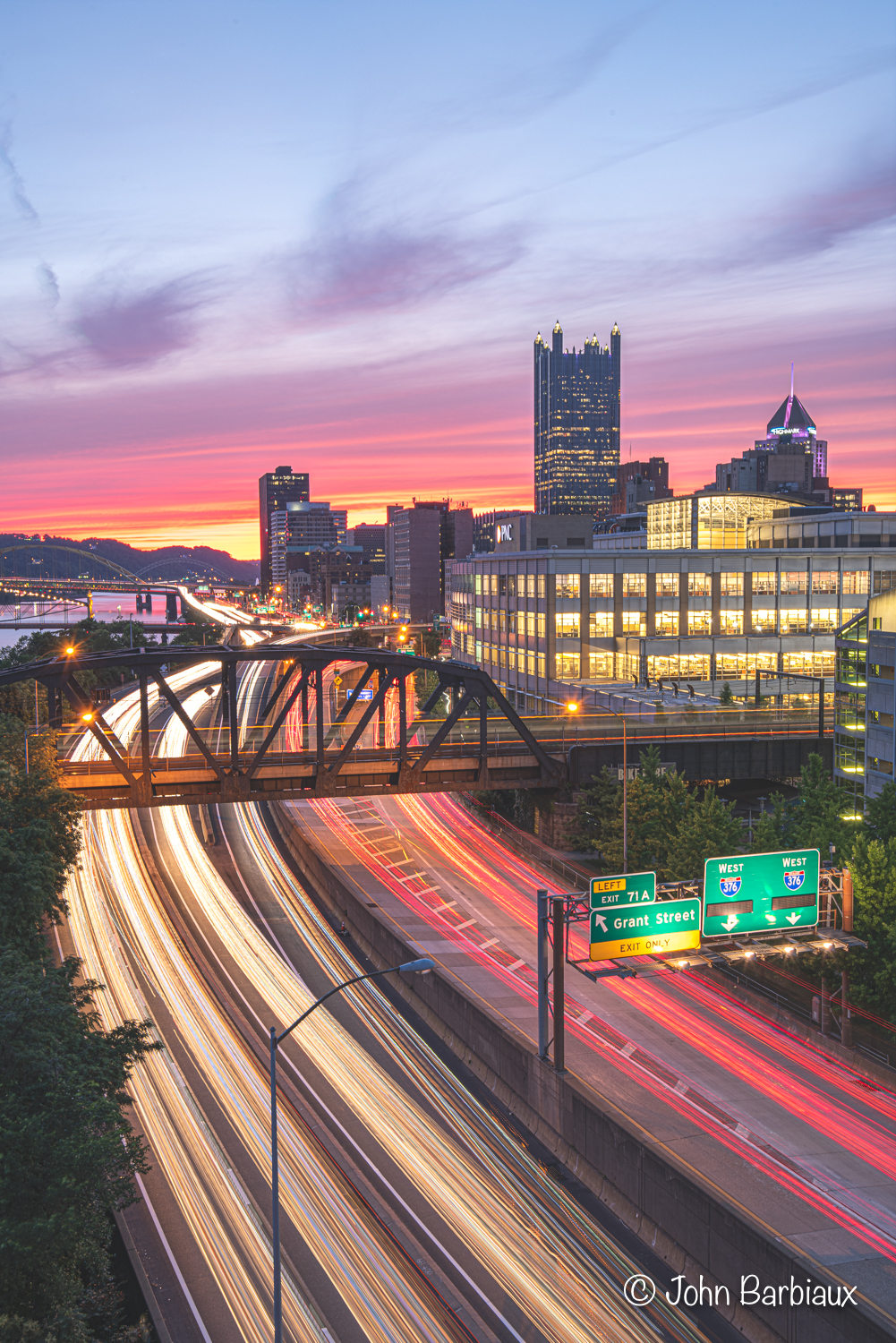 Pittsburgh, light trails, Nikon d850, urban landscapes, cityscape, sunset